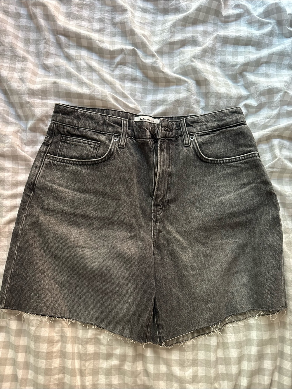 Reformation High-Rise Washed Black Denim Women’s Shorts
